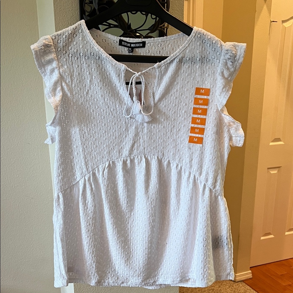 Steve Madden White Textured Blouse